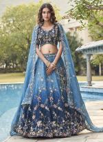 Pure Organza Blue Wedding Wear Embroidery Work Lehenga Choli